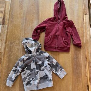 Toddler Boy - Size 2T - Grey Camo and Maroon Hooded Sweatshirts